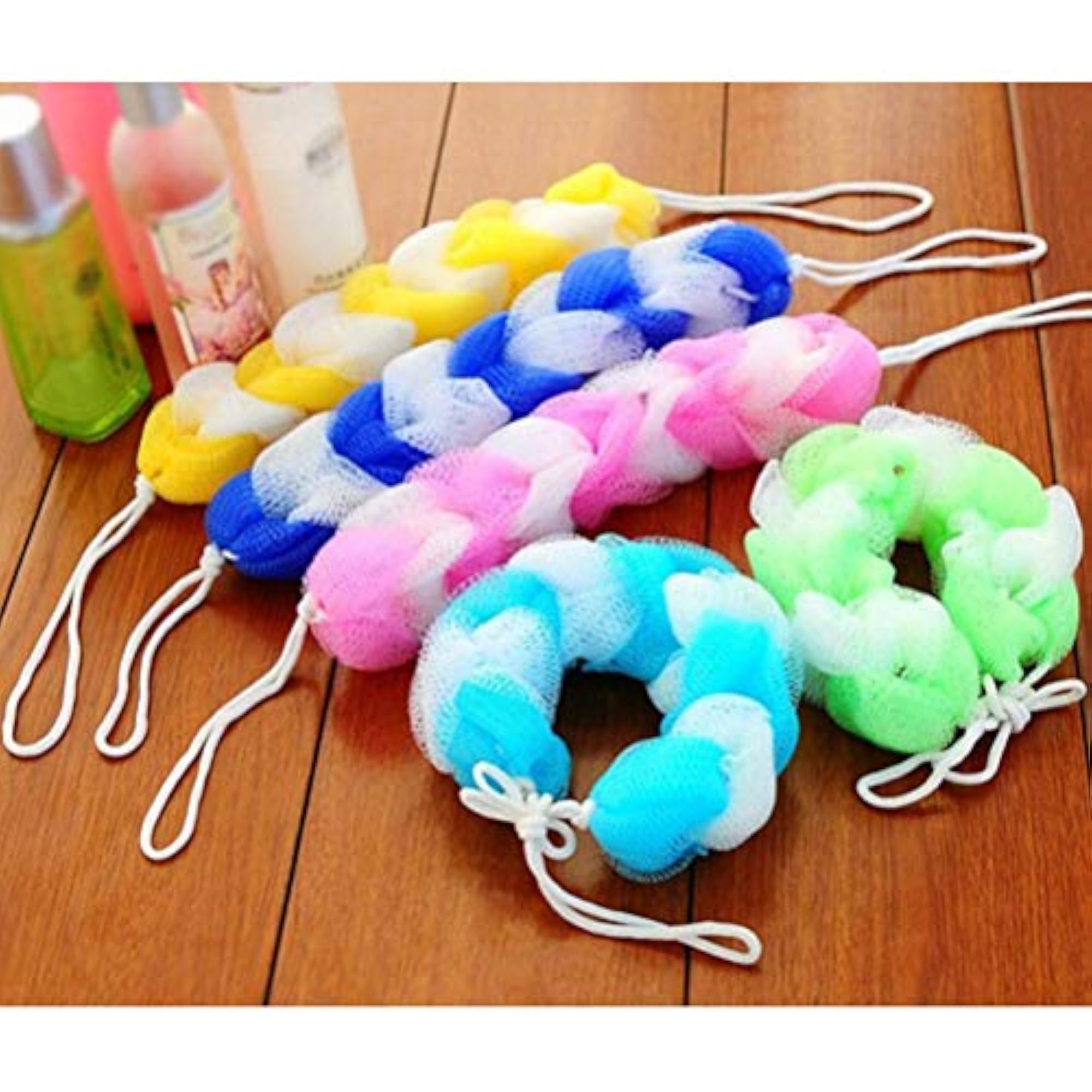 Long Stretch Back Sponge with Rope, Exfoliating Shower Scrubber